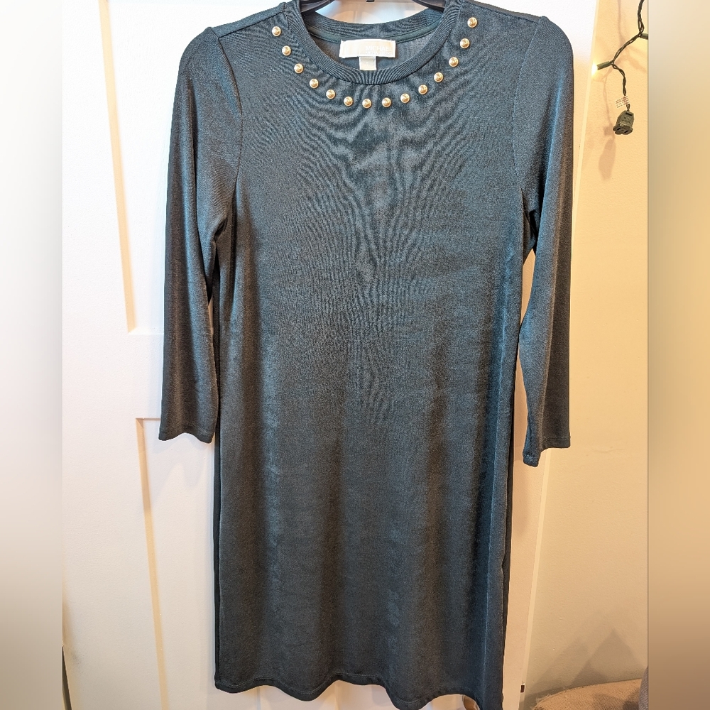 Michael Kors Green Dress with Gold Studs